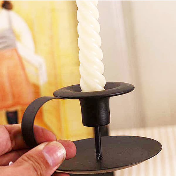 Ljusstake i smidesjärn, svart ljusstake