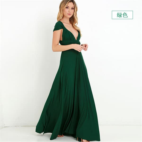 Flera slitage-rep Cross Backless exig Bandage One-Piece Klänning Lång Klänning Green S
