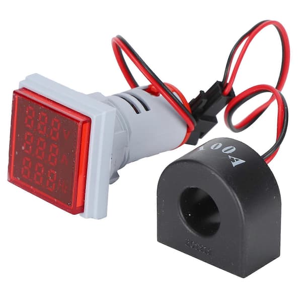 Strømsignalindikator Universal 3\" Display Firkantet Lampe Lys 60~500V AC AD16-22VAH Rød