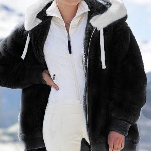 2022 Höst Vinter Kvinnor Varm Jacka Kappa solid black M