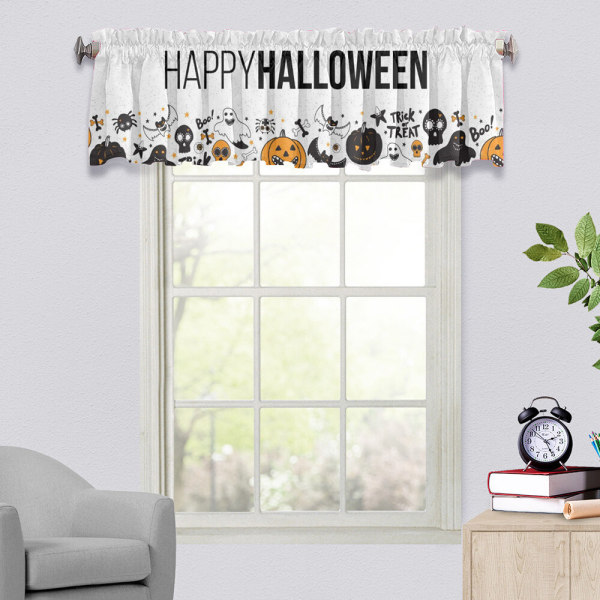 Halloween Stång Pocket Tiers Fönster Gardin Mörkläggningsgardiner 8#Halloween W:54"x H:18"/ 137*45cm