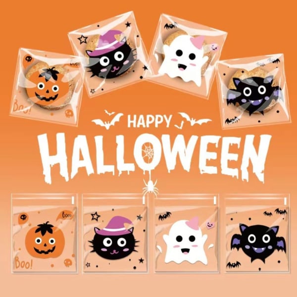 100 stk Halloween Godteposer Plast Godteposer GRESSKAR