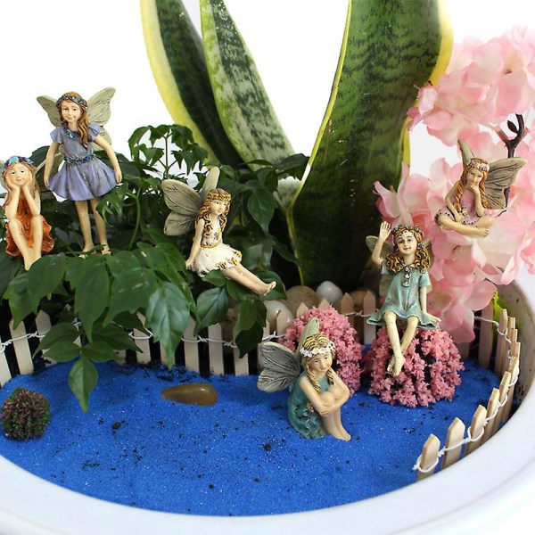 Fairy Garden 6st Miniatyr Fairies Figurines För Utomhusdekoration