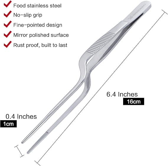 Keittiöpinsetit - offset-pinsetit ruostumattomasta teräksestä (6,5\"+8,5\")