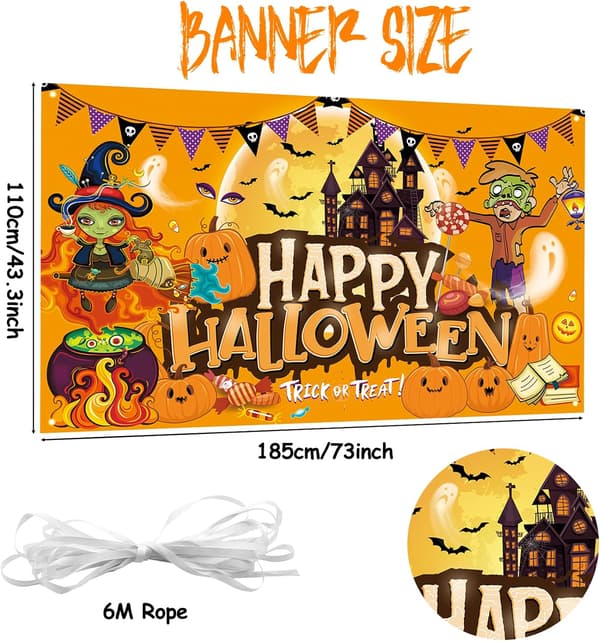 Skrämmande tyg- och spindelnätdekor - 500x200cm - Haunted Party