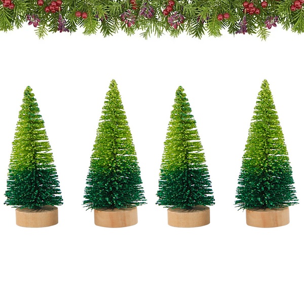 4st Mini julgransdekorationer Liten flaska Borstträd Light green, dark green