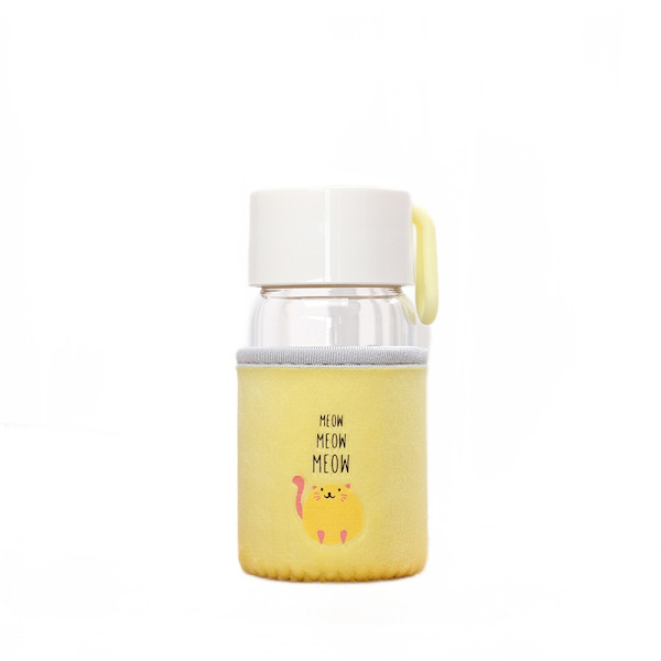 250ML glaskopp, Creative Cute Water Cup, Studentglas Yellow
