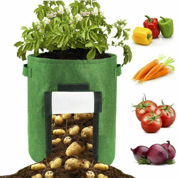 Andningsbar potatisväxtkrukor Planterpåse Rotväxtpåse Black S