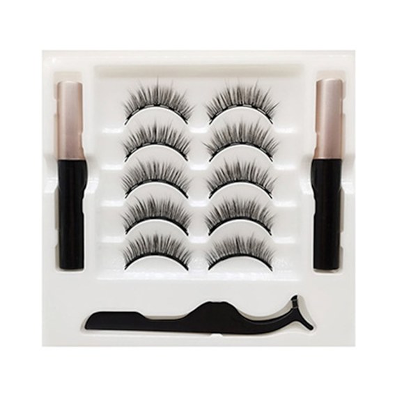 Magneettiset ripset ja eyeliner-setti, 5 paria luonnollisen näköisiä irtoripsiä magneettisella eyeliner-pinsetillä, helppo levittää 13