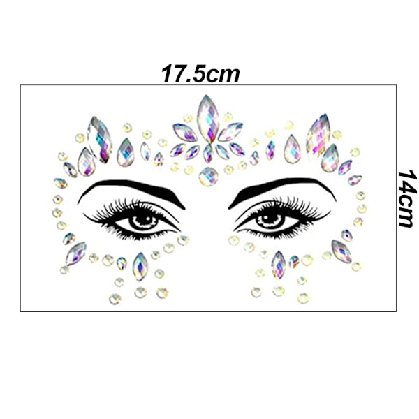 Face Gems, 1 bit strass Face Stickers, Självhäftande ansikte style 2