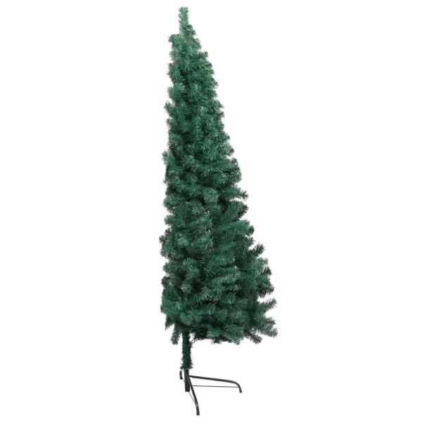 vidaXL Halvt plastjuletre med LED og julekuler grønn 150 cm Grön