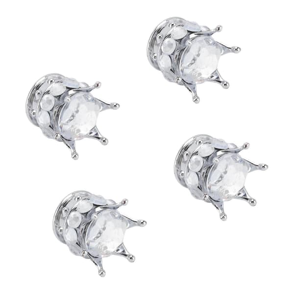 4 stk. dekkventilhetter krone diamantstil universell for biler lastebiler sykler hvit