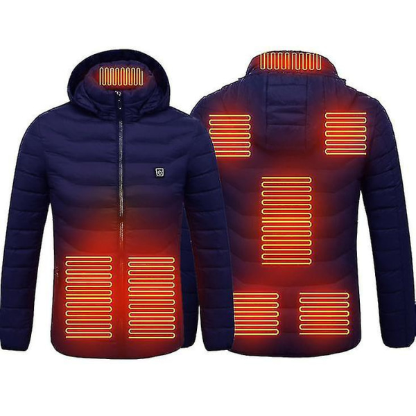 Lämmitetty takki Talvi ulkona lämmin Sähkölämmitteinen takki 8 lämmitysvyöhykettä lämmön ylläpitämiseksi blue 2XL