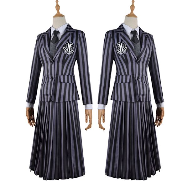 Naisten Wednesday Addams -mekko, Halloween-asumekko Style 3 M