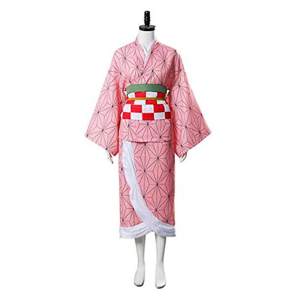 Anime Demon Slayer Kimetsu No Yaiba Cosplay Kostymer Kimono Kamado Nezuko Vuxen Barn Halloween kostym Peruk kostym M