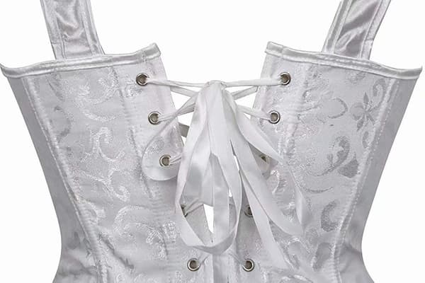 Korsetter för kvinnor Overbust Bustier Top Gothic Sexy Shoulder White-6806 L