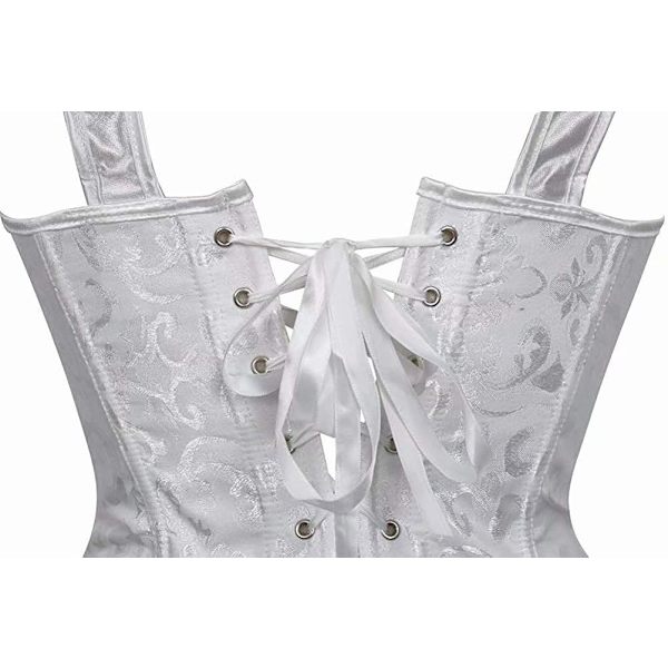 Korsetter til kvinder Overbust Bustier Top Gotisk exy houlder White-6806 S