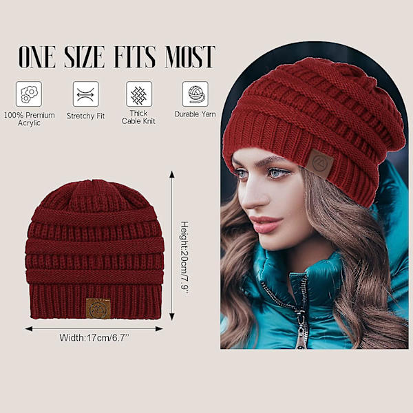 Huer Dame Satinforet Hue Vinterhatte Til Kvinder Silkeforet Slouchy Beanie Til Vinter Varm Strikket Hue med Opsmøg
