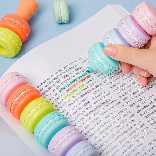 2 kpl hienoja eväskorostuskyniä, lajitelma värejä, Macaron-kakku