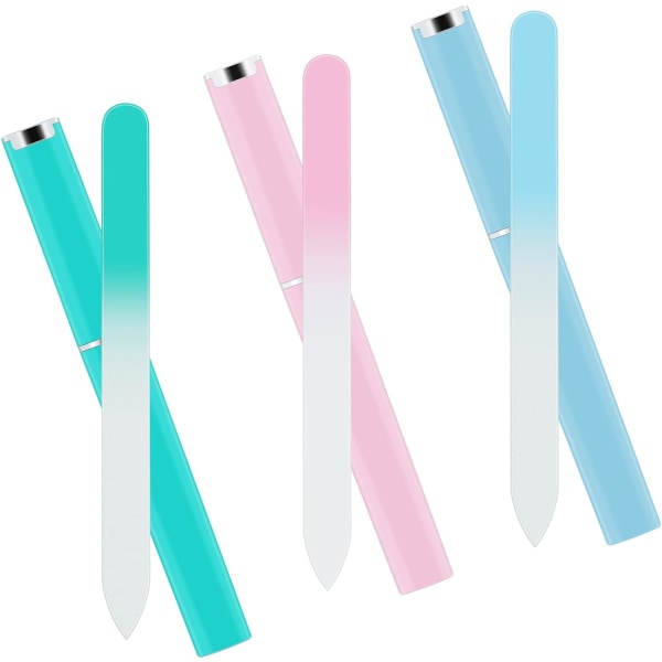 3 stk 14cm neglefiler, glassneglefiler i tube