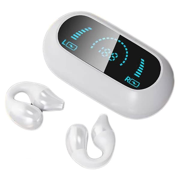 #(Hvit) øreklemme benledning hodetelefoner Bluetooth 5.3 trådløse hodetelefoner#