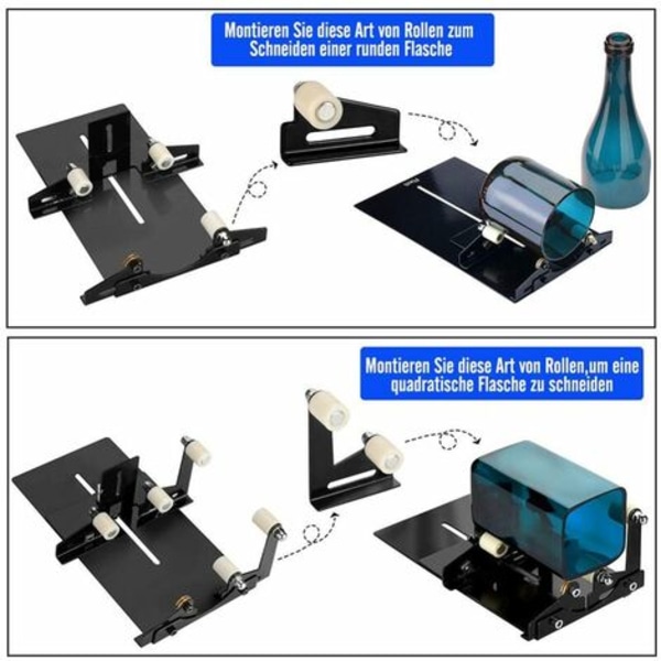 Ny fyrkantig flaska glasflaskskärare Vinflaskskärare Gör-det-själv-verktyg Set Trebladsskärhuvud