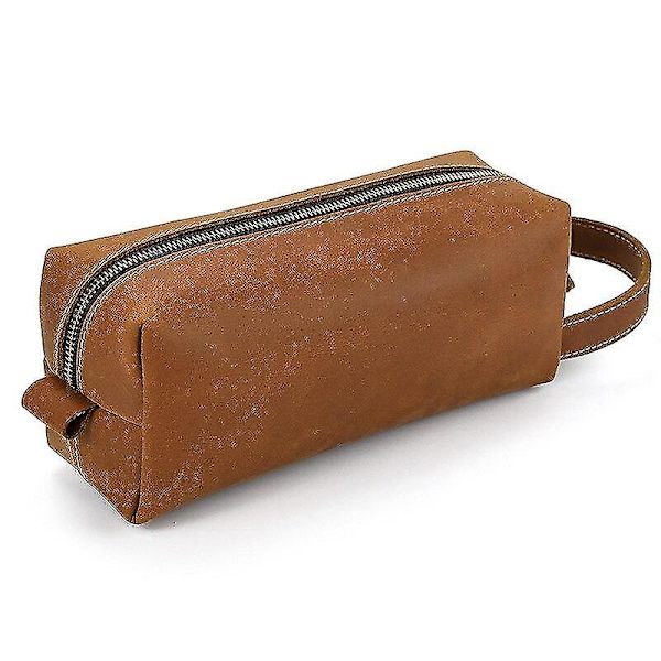Toalettväskor i äkta läder Herr Tvätt Rakning Dopp Kit Kvinnor Resesminkning Kosmetiska påsfodral