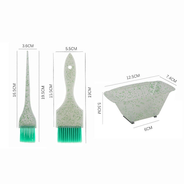 med 3 hårfärgningsborstar och set , mjuka borstar för färgning av borstar, applikatorer för salong Hem DIY-färgning Färgning Green Set