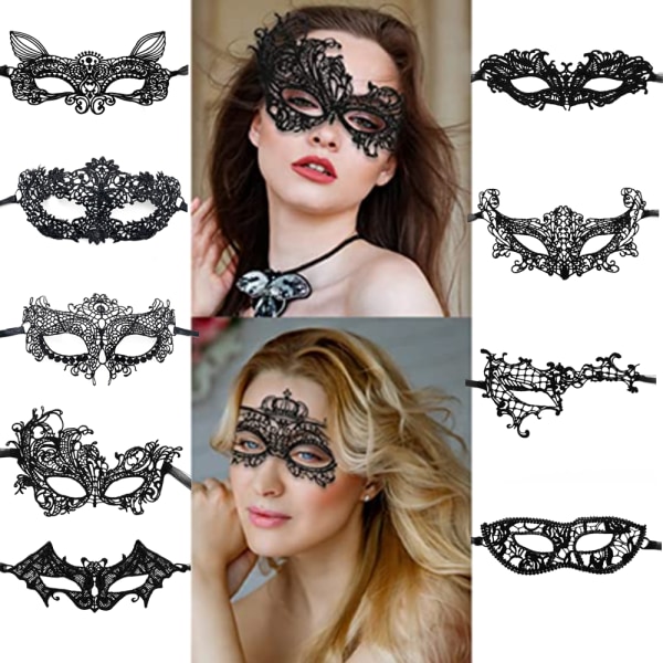 Halloween Catwoman Set, Spets kattöron Sexig maskerad ögonmask shape2