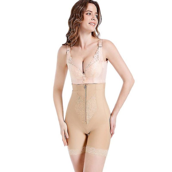 Butt Lifter Shapewear För kvinnor Magkontroll Trosor High Waist Trainer Shorts Body Shaper Underkläder med dragkedja (xiatian) BEIGE 3XL