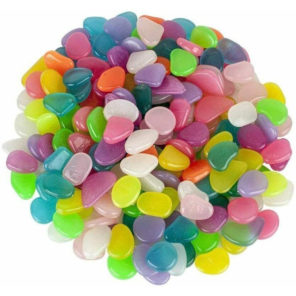 Glow in The Dark Rocks Glødende akvarium Pebbles Have Akvarium Sten 200STK Mixing colours