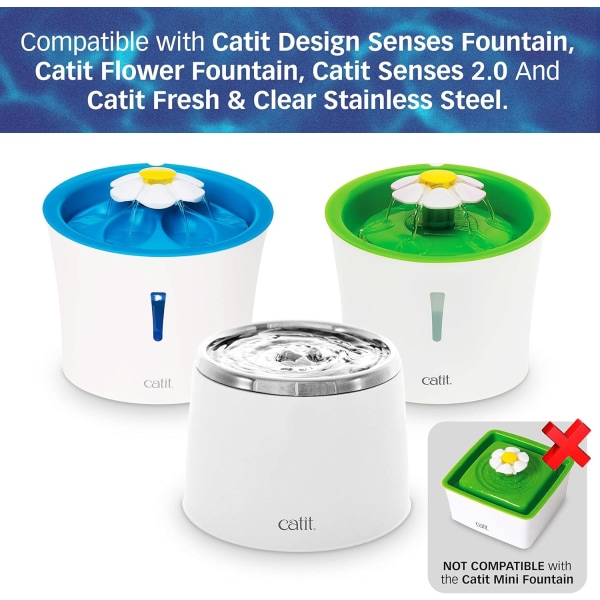 Catit Design Senses fontäner och Catit Flowers sil