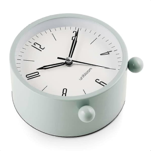 Hiljainen herätyskello - Äänetön analogi herätyskello lämpimällä valolla - Minimalistinen pyöreä