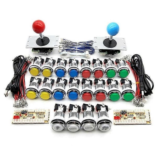 Arkade DIY-sæt Del 2X 8-vejs joystick + 16X LED-belyste trykknapper + 2 spillere
