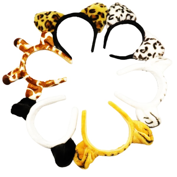 Tiger Tail Clip Ører og hansker Sett, Halloween Fancy Party Cosplay Kostyme Leker Snow Leopard