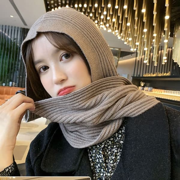 Stickad huvsjal Håll varm halsduk KHAKI khaki