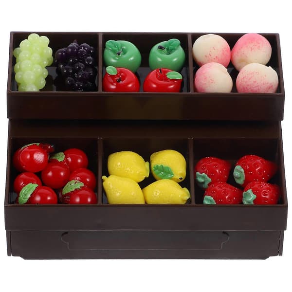 1 sett Mini grønnsaks- og fruktbodmodell med minifrukter