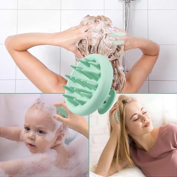 Hårbottenmassageborste, Våt- och torrhårsmassageborste, Minskar mjäll, Stimulerar hårväxt, för vått och torrt hår (Grön)