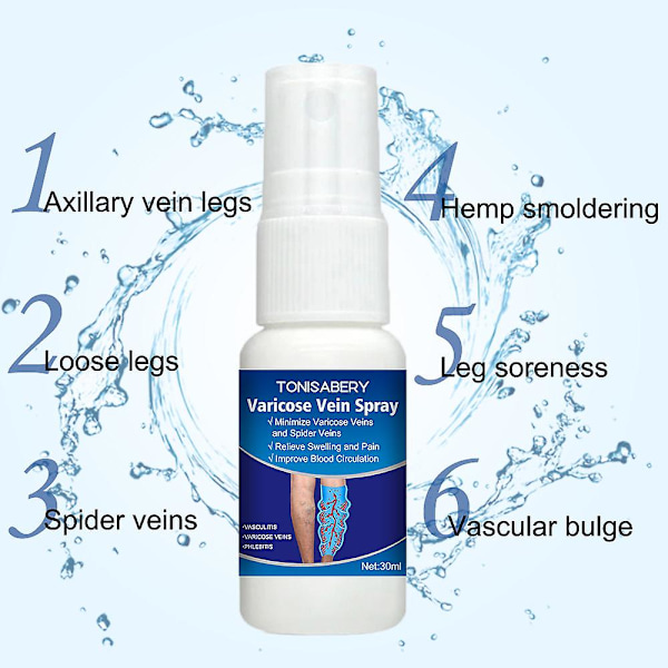 30 ml Åreknude Spray Regnorm Benmassage Spray Hævelse Smertelindring Opstram huden