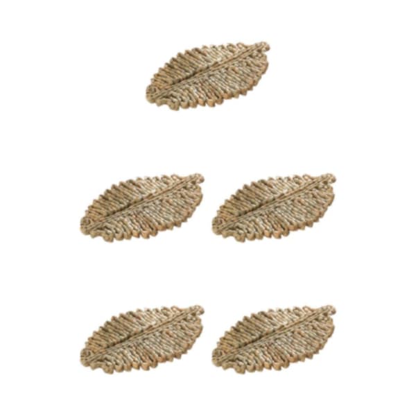 1/2/3/5 Rattan Placemat för Creative Thicken Khaki Leaf Shaped Light Brown 23x16cm 5Set