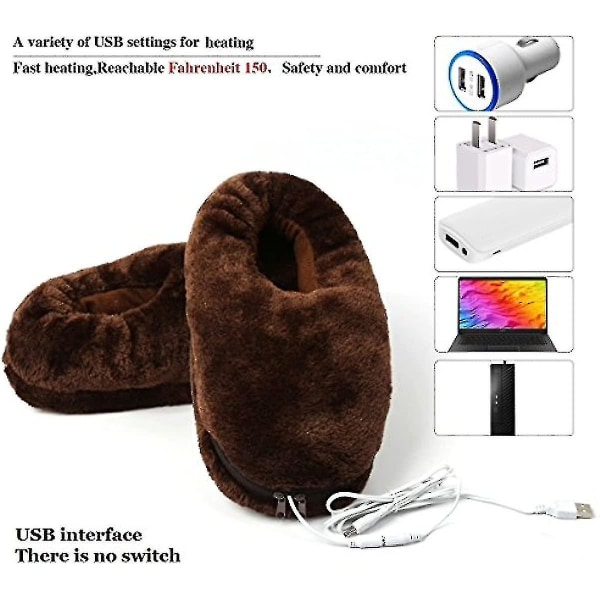 1 par plysch USB elektrisk uppvärmning tofflor sko, hålla foten varmare för vinterkallt väder