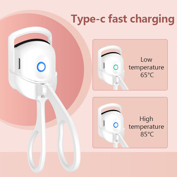 230mA uppvärmd ögonfransböjare USB uppladdningsbar elektrisk ögonfrans White One Size
