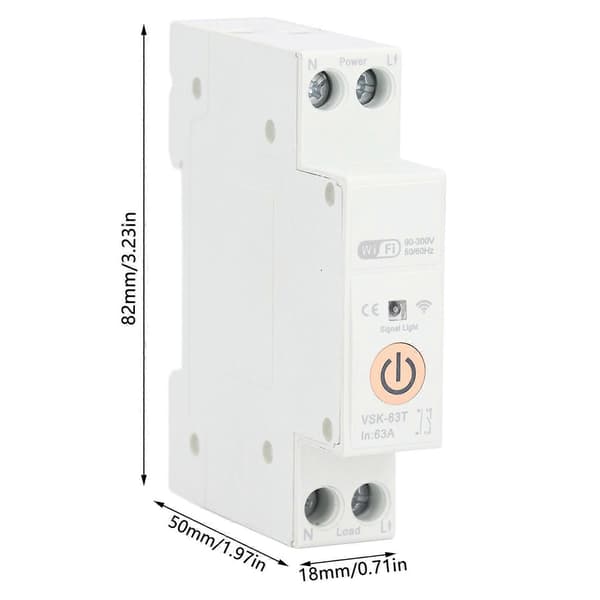 WiFi Bryter Strømbryter 1P 63A Fjernstyrt Stemmekontroll Tidsstyring Smart Bryter for Tuya 90V-300V