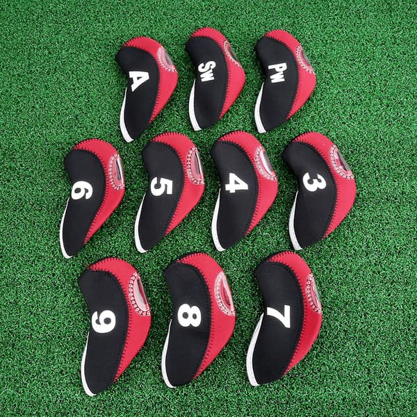 10-pack set Golfklubba HeadCovers med nummerlapp 3-9/A/P/S Passar de flesta Irons Club