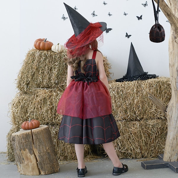 Tjejer Halloween Klänning Semester Casual Häxa Pumpa Cosplay kostym för barn AWS026 Set A Size 130