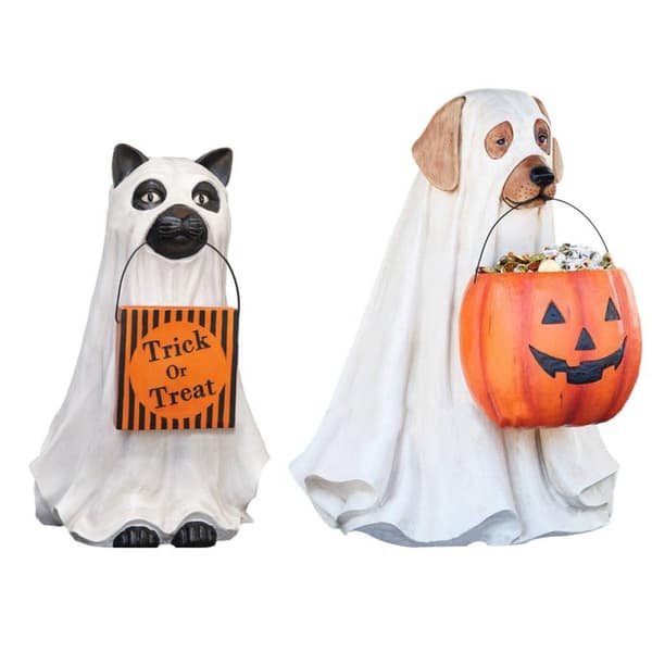 Halloween Spøgelse Græskar Hund Slikskål Holder Snackskål Stativ cat&bag 18cm