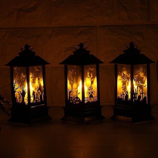 Bärbar Halloween Lykta Party Hängdekor Led Light Lamp Witch
