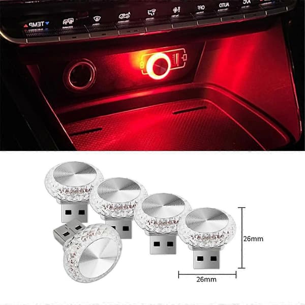 10X Bil USB Omgivelseslys Mini LED Interiør Dekorativ Lampe til Fest DJ Køretøj Universal Auto D