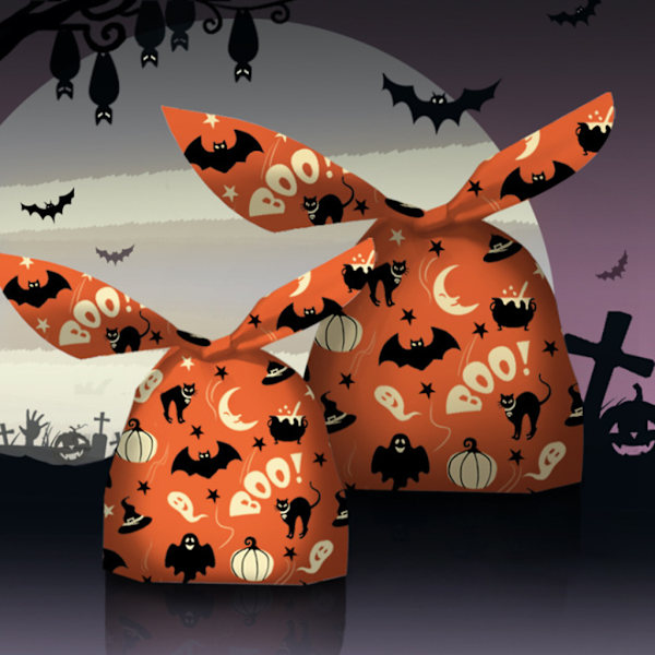 Halloween-karkkipussit Kurpitsa Lepakko Välipala Keksi Lahjapussi Karkki vai kepponen Lasten suosikit Halloween-juhlakoristeet Tarvikkeet null - C