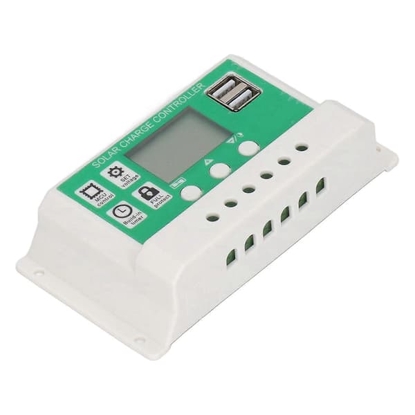 PWM solcellekontroller automatisk identifikasjon dobbel USB-port solcellelader med PV-kabel for hjem 24V 12V 10A